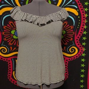 Torrid Jersey Stripped Cami w/ Ruffle neck/sleeve